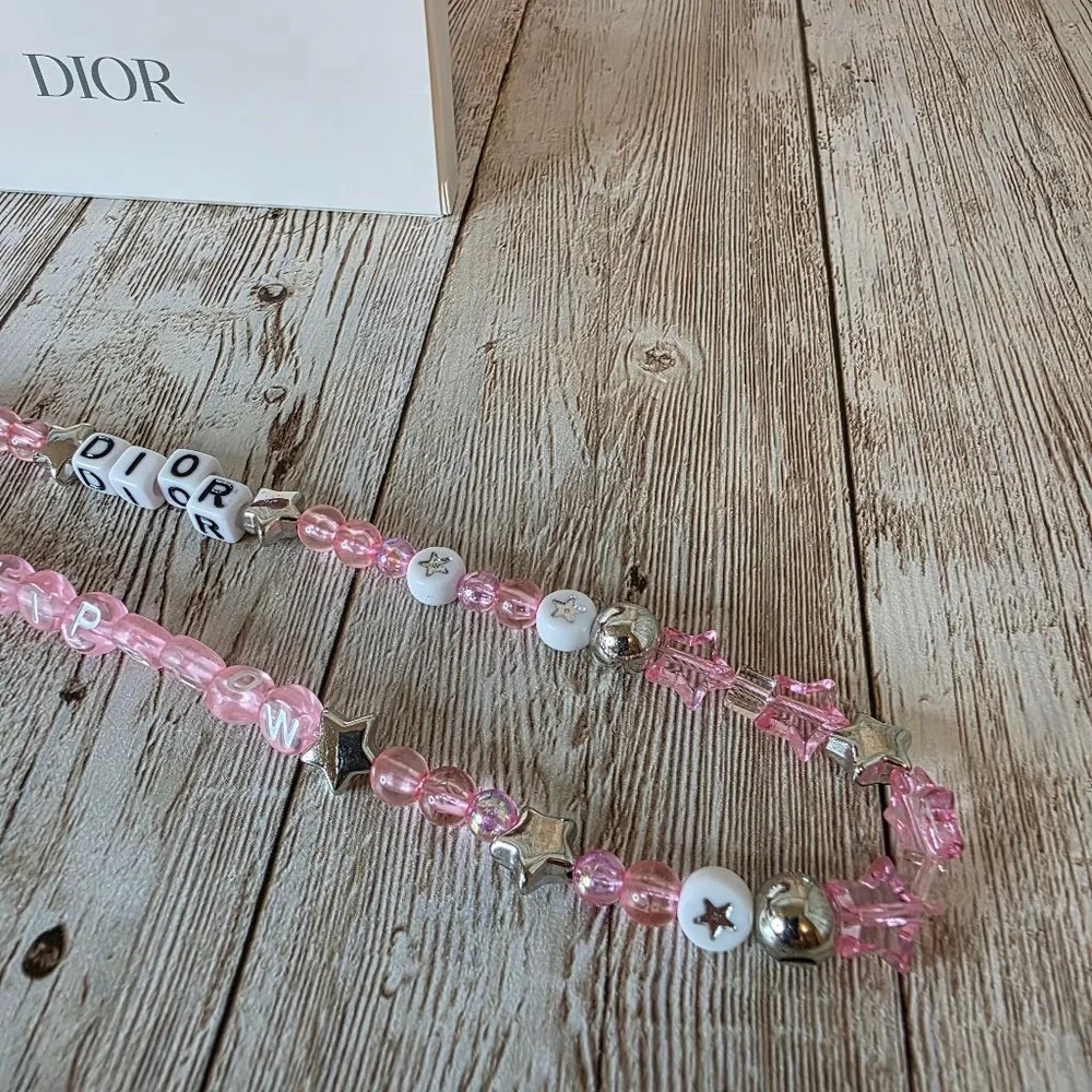 Dior Pink Beaded Phone Charm